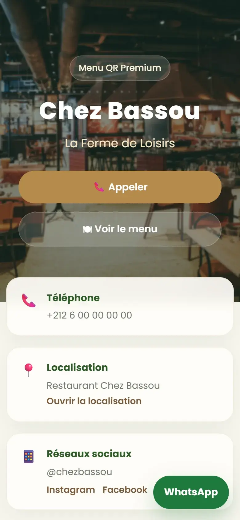 معاينة موقع Menu Chez Bassou على الحاسوب والجوال